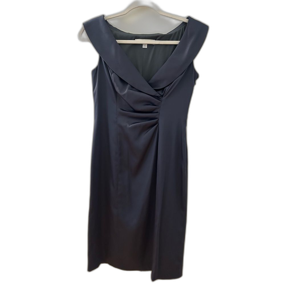 Evan Picone Elegant Grey Sheath Midi Dress, Size 6